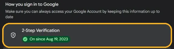 Google Account: 2-Step Verification is on